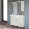 Inbagno Mobile bagno a terra moderno, lavabo in ceramica, INCLUDE specchiera con pensile e illuminazione LED (Rovere Ghiaccio, Larghezza 105 cm)