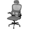 OHMG Sedia da ufficio, sedia da gioco ergonomica con supporto lombare, braccioli, poggiatesta regolabili, sedia per computer girevole con schienale alto comodo per ufficio a casa (grigio-125 x 65,5 x 64 cm