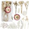 Slvoaujtk Fiori Secchi Decorativi per Candele, Bomboniere e Resina, Fiori Secchi Naturali per la Decorazione Artigianale Fai da Te (Bianco)