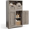 Bealife Armadietto da Bagno, Mobile Sottolavabo per Bagno, con 2 Ante, 5 Scomparti e Ripiano Regolabile in Altezza in 3 Livelli, Chiusura Magnetica, Molto Spazio, 108 x 30 x 60 cm (Grigio)