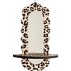 Shntig Mensola da parete in legno con stampa leopardata con specchio acrilico riflettente per esposizione di piante e decorazione natalizia mensola da parete per bagno