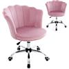 HOMASIS Sedia Ufficio Ergonomica con Schienale a Forma di Conchiglia, Poltrona Salotto con Ruote e Regolabile in Altezza, Poltrona Imbottita in Velluto, Portata di 150 kg (Rosa)