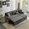 SUKY Divano ad angolo, divano letto a forma di L, estensibile, cassettone per letto, scaffale integrato, grigio scuro