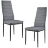 [en.casa] Sedie per Sala da Pranzo Set di 2 Sedie Imbottite 96 x 43 x 52 cm Acciaio Poliestere Grigio