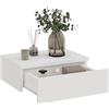 KOMTO Comodino Sospeso con Cassetto Bianco - Mensola con Cassetto Sospesa, Comodino Camera da Letto Sospeso | Monaco 42 x 30 x 15 cm