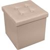 Generic PUFF POUF CONTENITORE QUADRATO ECOPELLE PANCA BAULE 38X38CM TRAPUNTATO BOTTONI (TORTORA, CON BOTTONI) (panna)