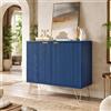 QLTXYHML Credenza bassa cucina, Credenza moderna 2 ante blu, mobile contenitore soggiorno con ripiani, armadietto ingresso design stile Mid-Century, mobile salvaspazio con gambe metallo