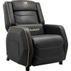 COUGAR Gaming | Poltrona Gaming | Ranger S Royal - Divano nero e oro - Pelle PVC - Poggiatesta e cuscino lombare, pedane pieghevole - Schienale reclinabile