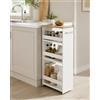 Xinyvee Carrello Cucina Salvaspazio 20 cm di Profondità, Carrello con Ruote Portatutto a 4 Ripiani, Portaoggetti Stretto per Bagno e Lavanderia, Bianco e Rovere, 40 × 20 × 80 cm