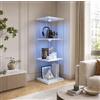 BIYFSDS Vetrina in vetro a base con LED, design girevole a 360 gradi, 3 ripiani | Mobile vetrina, vetrina in vetro trasparente, espositore da collezione per figurine, decorazioni, e oggetti preziosi 121 x 38