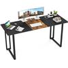 COSTWAY Scrivania per Computer 160 x 60 cm, Tavolo da Conferenza in Metallo e Legno per Ufficio e Scuola, Tavolo Moderno per Studio e Lavoro, Marrone e Nero
