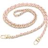 Lufdegim Catena per borsa, in metallo, di ricambio, 120 cm, per borse da donna, tracolla in metallo, accessorio per borse (oro/rosa)