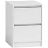 CDF Comodino Moderno con 2 Cassetti per Camera da Letto Mobiletto Salvaspazio Sostegno per Lampada e Libri Design Minimalista Senza Maniglie Arredo Casa 40x43x55 cm - Bianco