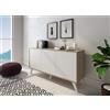 Arreditaly Credenza Moderna Madia 3 Ante Senza Maniglie Design Minimal Con Piedini Rialzati Per Soggiorno Ingresso Corridoio Salotto 154 x 72 x 40 Cm Bianco e Rovere