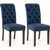 COSTWAY Set di 2 Sedie Imbottite da Cucina con Schienale Alto, Blu | Sedia da Cucina con Cuscino Comodo e Gambe in Legno Massello, Sedia Moderno per Camera da Letto, Salotto, Salone e Ristorante