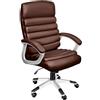 tectake®, Sedia Ufficio Elegante e Confortevole, Design a Onde, Poltrona Doppia Imbottitura, Altezza Regolabile, Girevole 360°, Sedia Scrivania Ergonomica - Marrone