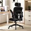 XUEGW Sedia Ufficio Ergonomica con Supporto Lombare Regolabile e Poggiatesta, Poltrona Scrivania Comfortevole con Braccioli Ribaltabili, Sedia Computer in Rete Traspirante per Home Office, Studio e Gaming