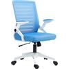 Vinsetto Sedia Ergonomica Ufficio Girevole 54x54x89-99 cm Bianca e Azzurra