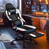 Hellove Sedia da Gaming Ergonomica con Poggiapiedi, Supporto Lombare, Braccioli Regolabili, Reclinabile 90-135°, Portata 135Kg, Sedia Gamer Ufficio in Pelle PU Nero e Bianco