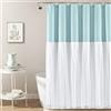 Lush Decor Tenda da doccia in tulle color block, 182,9 x 182,9 cm, blu spa e bianco