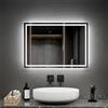 EMKE Specchio da bagno con illuminazione 50 x 70 cm, specchio da bagno con interruttore a levetta + antiappannamento+2 colori luce bianco caldo/bianco freddo, orizzontale/verticale LED specchio da