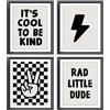 AEHIE Poster retrò nero a scacchi con mano di pace e fulmine preppy per camera da letto di ragazzi e ragazzi, stampe divertenti da parete senza cornice, 4 pezzi, 20,3 x 25,4 cm, regalo per ragazzi (8 x 10 L
