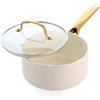 Blue Diamond White Diamond Casseruola con Coperchio Vetro, 18 cm, Diamanti, Senza PFAS, Alluminio, Induzione, Forno 200 °C, Lavastoviglie, Bianca