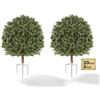 VEVOR Set di 2 Piante di Bosso Artificiali 508 mm, Cespugli Finti in PE, Albero Topiario Finto con Picchetti Metallici, Topiaria Artificiale da Esterno e Interno per Ingresso, Veranda, Balcone e Patio