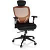 HJH Office 657120 Sedia da Ufficio VENUS BASE Tessuto/Rete, Poltrona Girevole ergonomica, Braccioli regolabili in altezza, Arancione/Nero