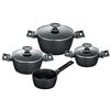 Berndes Alu Induction Batteria 7 Pezzi: Casseruola 16+20+24 cm, Pentolino 16 cm, Coperchi in Vetro 16+20+24 cm