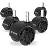 COSYLAND Set 5 Ruote Sedia Ufficio in PU, Nero, Attacco 10 mm, Ruote Doppie | Scorrimento silenzioso, rotazione fluida a 360°, protegge parquet e pavimenti duri