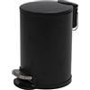 Amig - Pattumiera da bagno con pedale 3 litri Mod. Tacto - Colore nero - Apertura igienica senza mani - Ø16,8 x 25,5 cm - Acciaio inox laccato - Cestino rotondo con secchio interno rimovibile
