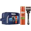 Gillette Proglide Fusion KIT REGALO, 2 LAMETTE DA BARBA + 1 manico, 1 SCHIUMA DA BARBA Sensitive, 1 ASTUCCIO DA VIAGGIO, Idea Regalo Uomo