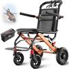 VOCIC U41 Sedia a Rotelle Pieghevole Ultraleggera 8.6KG (Arancione Fuoco) | Carrozzina da viaggio in alluminio,gomme 20CM a favo per tutti i terreni,stretta 51CM,braccioli pieghevoli|Nero