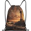 Anceky Zaino con coulisse, borsa da palestra con coulisse, borsa da nuoto Lighthouse and Gull per uomo e donna