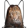 Anceky Borsa con coulisse leggera, piccola borsa da palestra per donna, leopardo su sfondo marrone, zaino da calcio per viaggi sportivi