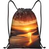 Anceky Zaino con coulisse, resistente all'acqua, con cordino, per sport da spiaggia, oceano, tramonto, palestra, per uomo e donna