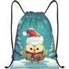 Anceky Zaino con coulisse, resistente all'acqua, con cordino, simpatico zaino sportivo di Natale, per uomo e donna