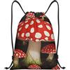 Anceky Zaino con coulisse, borsa da palestra con coulisse, borsa da nuoto a forma di fungo rosso e bianco per uomo e donna
