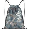 Anceky Borsa con coulisse leggera, piccola, borsa da palestra per donna, con motivo a orsi e foglie, zaino da calcio per viaggi sportivi