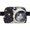kkvhhyuo Marsupio a tracolla con tracolla regolabile, Fun Cat Astronauta, One Size | Marsupio a tracolla con stampa di delfini, per escursionismo, corsa, uomo e donna