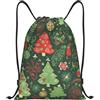 Anceky Zaino con coulisse, resistente all'acqua, con albero di Natale verde, per sport, palestra, per uomo e donna