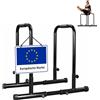 Relaxdays Barre per dip regolabili, fino a 150 kg, nero | impugnature antiscivolo, calistenia, acciaio