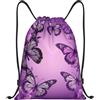 Anceky Zaino con coulisse, resistente all'acqua, con molte farfalle viola, zaino sportivo, sacco da palestra per uomo e donna