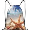 Anceky Zaino con coulisse, resistente all'acqua, con motivo a stelle marine, per sport da spiaggia, palestra, per uomo e donna