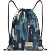 Anceky Borsa con coulisse leggera, piccola, borsa da palestra per donna, zaino City Images Soccer per viaggi sportivi