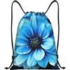 Anceky Borsa con coulisse leggera, piccola, borsa da palestra per donna, zaino da calcio con fiori blu, per viaggi sportivi