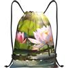 Anceky Zaino con coulisse, borsa da palestra con coulisse, borsa da bagno Lotus Blossom per uomo e donna