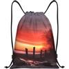 Anceky Zaino con coulisse, resistente all'acqua, con cordino, cielo rosso al mattino, zaino sportivo, sacco da palestra per uomo e donna