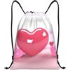 Anceky Borsa con coulisse leggera, piccola, borsa da palestra per donna, zaino da calcio a forma di cuore, per viaggi sportivi